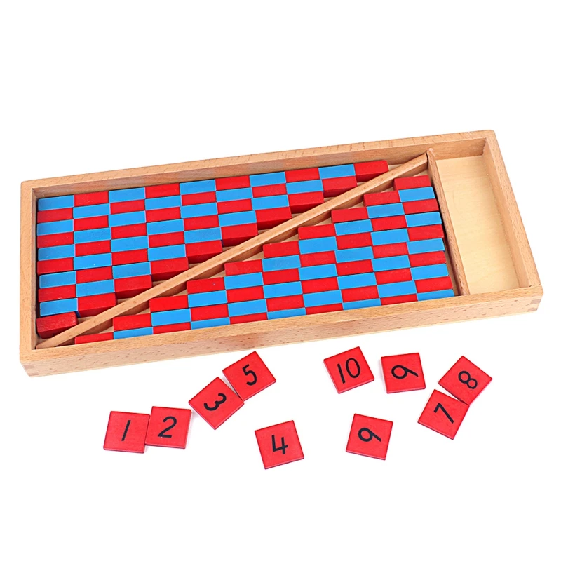 Brinquedo do bebê pequenas hastes numéricas montessori matemática 1-25cm vermelho & azul hastes matemática brinquedo aprendizagem & educação clássico madeira crianças brinquedos