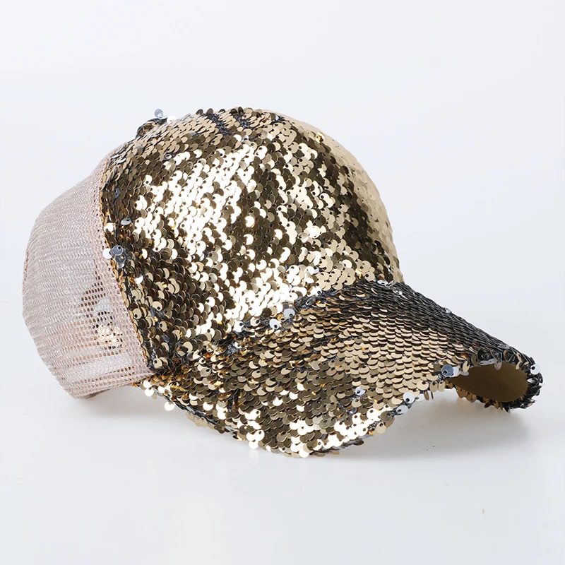 NEW Sequins Paillette Bling Shinning Mesh Baseball Cap Striking Pretty Adjustable Women Girls Hats For Party Club Gathering