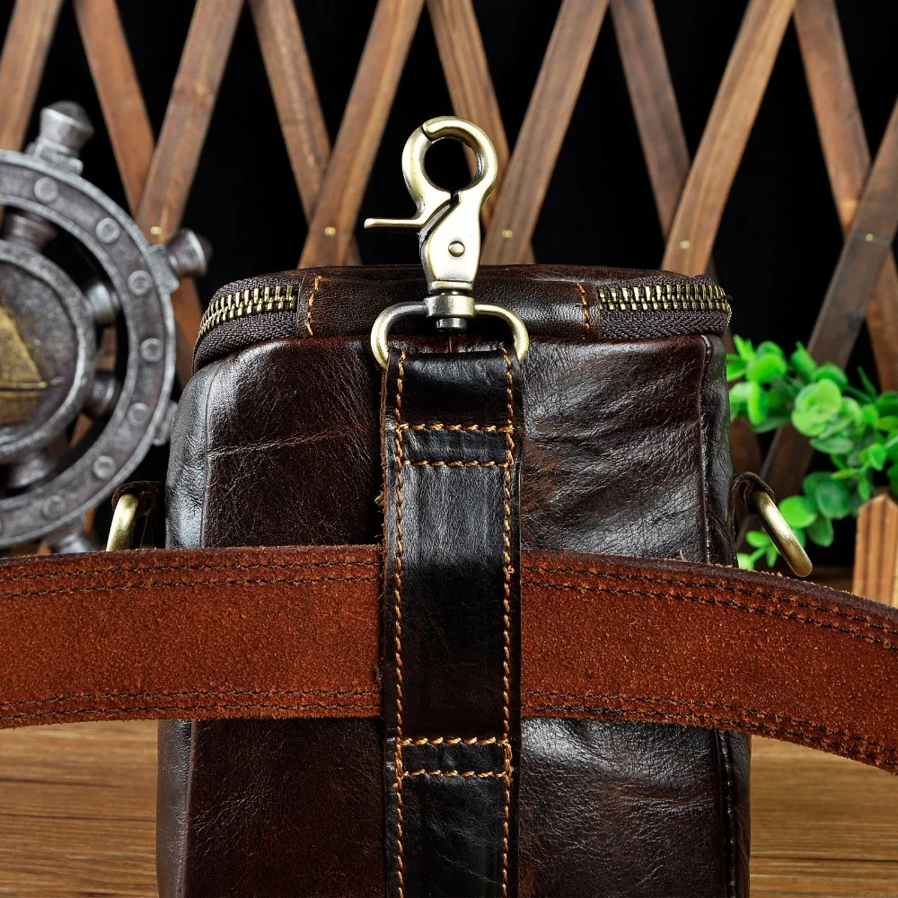 Quality Leather Men Design Casual Small Messenger Crossbody Bag Fashion Hook Fanny Waist Belt Bag Phone Pouch Male 1167-c