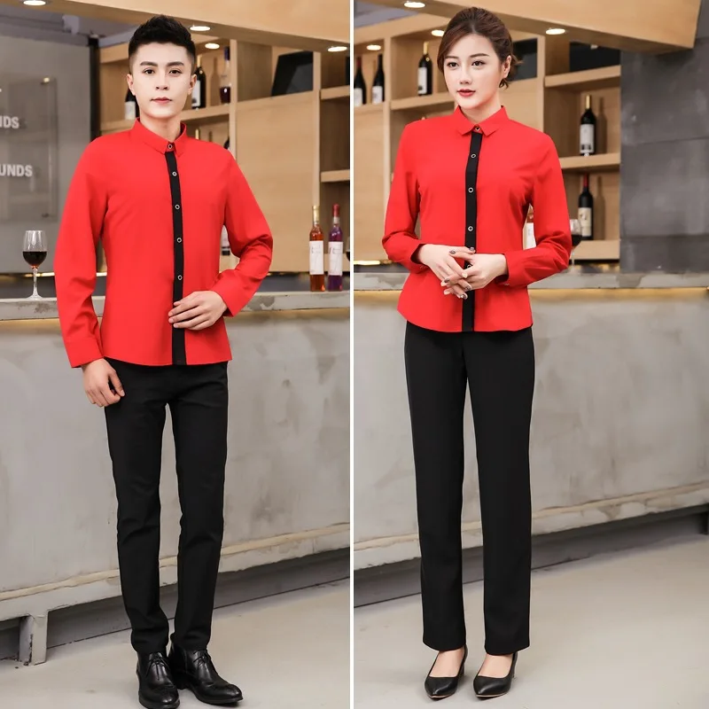 Donne KTV Bar Cameriera Manica Della Camicia Degli uomini abbigliamento da Lavoro Hotel Cameriere Uniformi Occidentale Restaurant Coffee Shop Cameriere Gilet Tuta 90