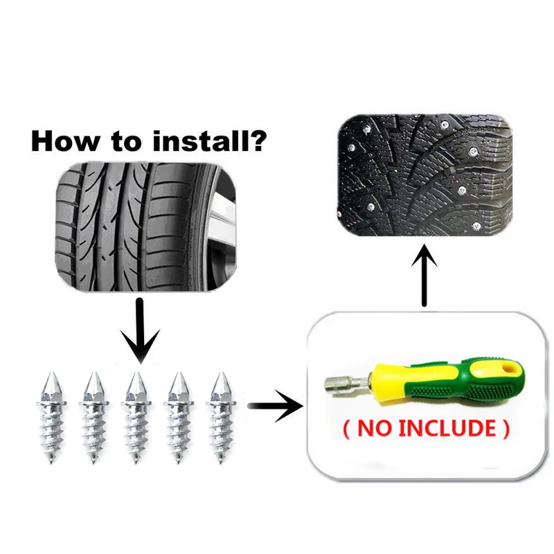 50pcs/set Length 27mm Car Tires Studs Spikes Wheel Snow Chains For Car Vehicle Truck Motorcycle Tires Winter