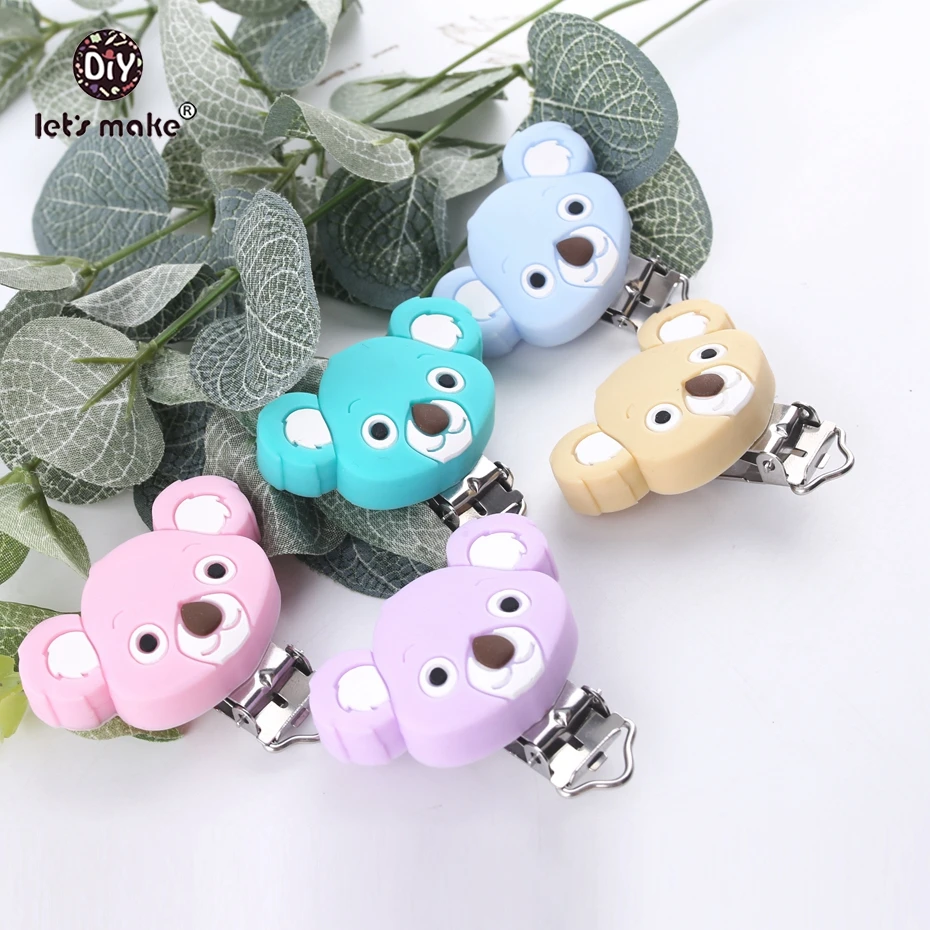 Let's make Silicone Koala Pacifier Clips 1pc DIY jewelry Soother Clip Sensory Chewing Toy Nursing Dummy Clip Chains Baby Teether