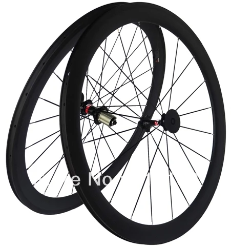 3K carbon Road bike clincher wheelset  50mm : wheel Rim Spoke hub  QR skewers