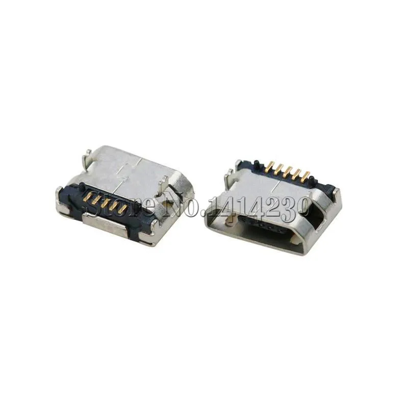 

100pcs 5.9mm Micro USB 5P,5-pin Micro USB Jack,5Pins No Curling Micro USB Connector Tail Charging socket mini USB