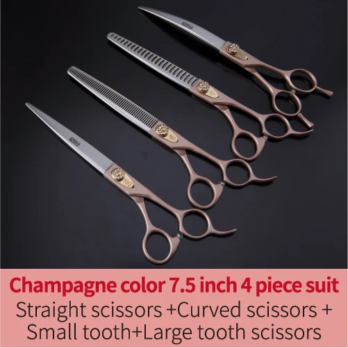 Fenice 7.0/7.5/8,0 Professional Dog Pflege Schere Schneiden Gerade Gebogen Ausdünnung Schere Set Kit Haustiere Werkzeuge für pommerschen