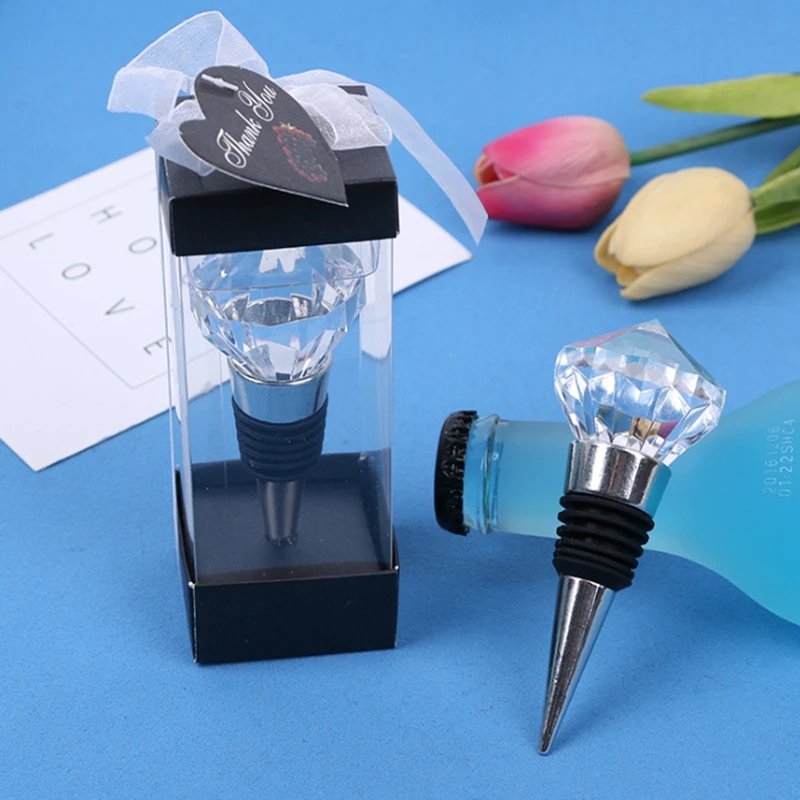 

50pcs/lot Diamond Crystal Champagne Stopper Sparkling Wine Bottle Plug Sealer Convenient Champagne Red wine Stopper