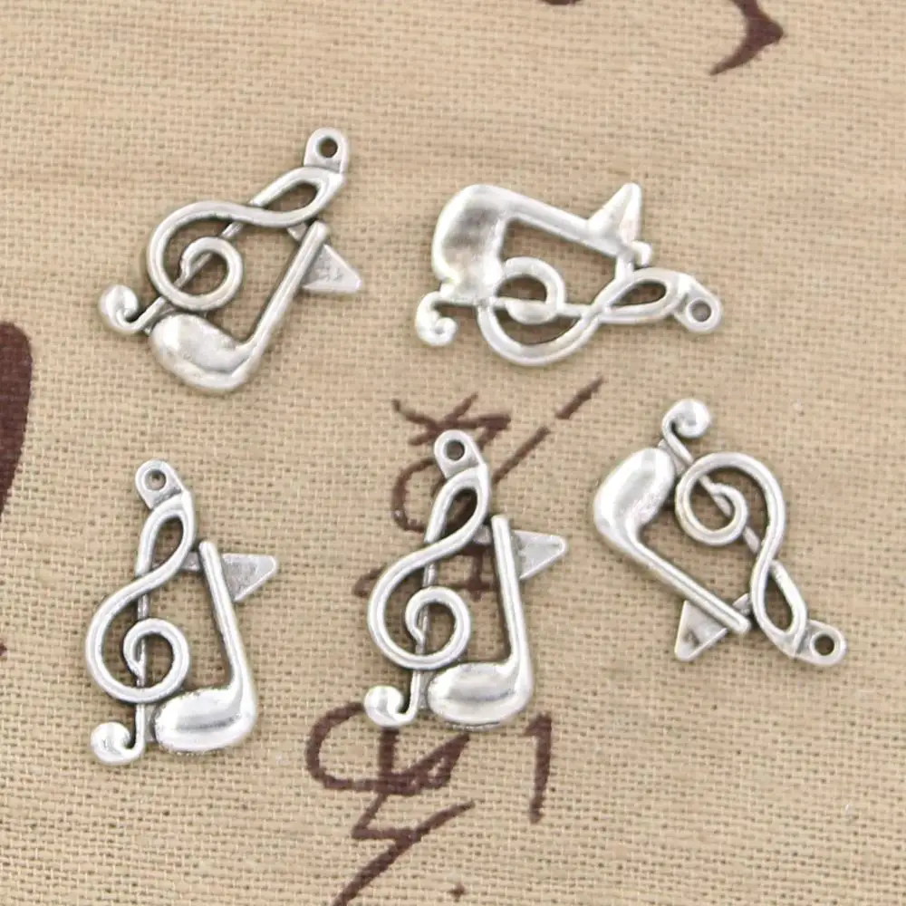 

25pcs Charms Musical Note 21x13mm Antique Silver Color Plated Pendants Making DIY Handmade Tibetan Silver Color Jewelry