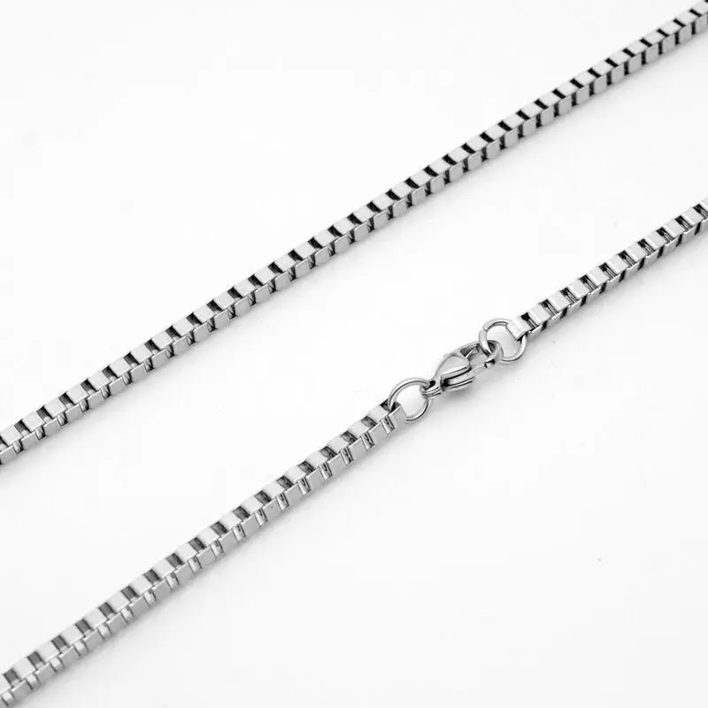 Wholesale Jewelry -- 50/60/70/80 cm x 3 mm Titanium steel White Box Chain Necklaces for Men Fashion Jewlery Hip Hop
