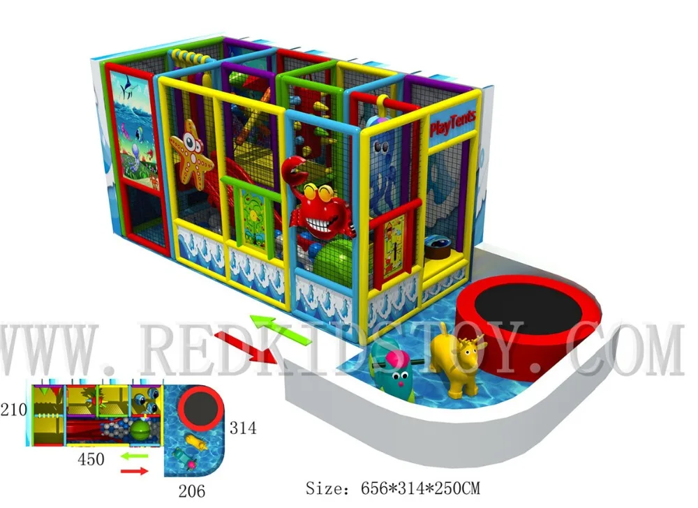 Easy to Install Panel System Indoor Soft Playground With Separated Round Jumping HZ-170110