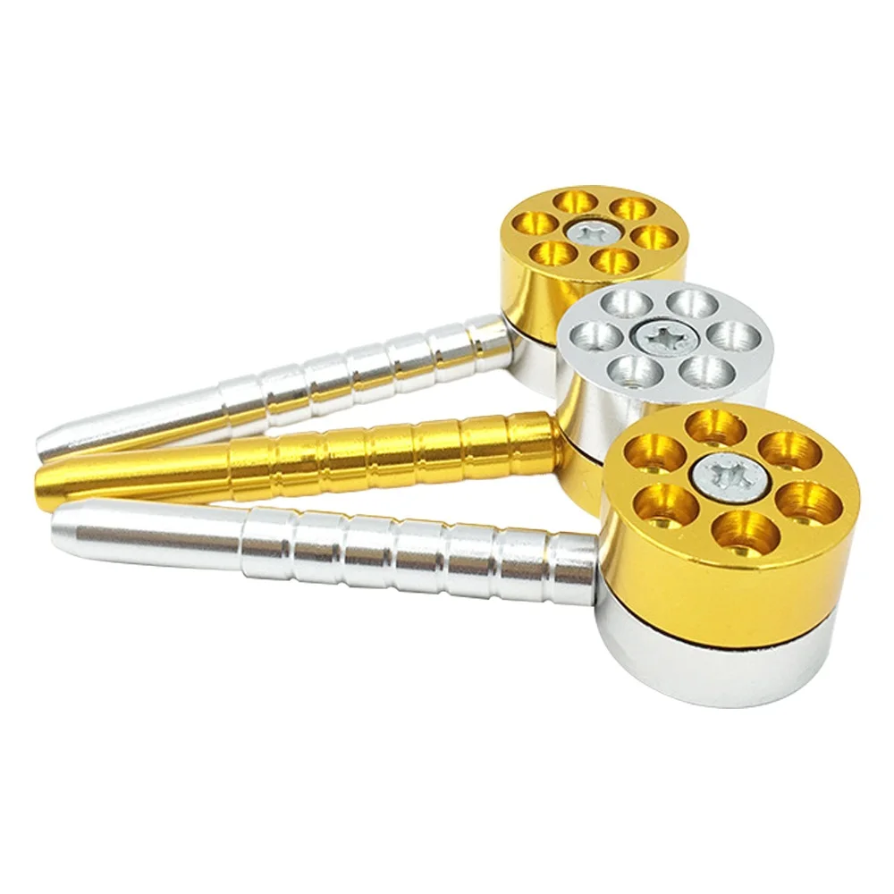 

New Arrival High Quality Metal Tobacco Pipe With Grinder 6 Holds Shooter Metal Hand Pipe With Tobacco Grinder