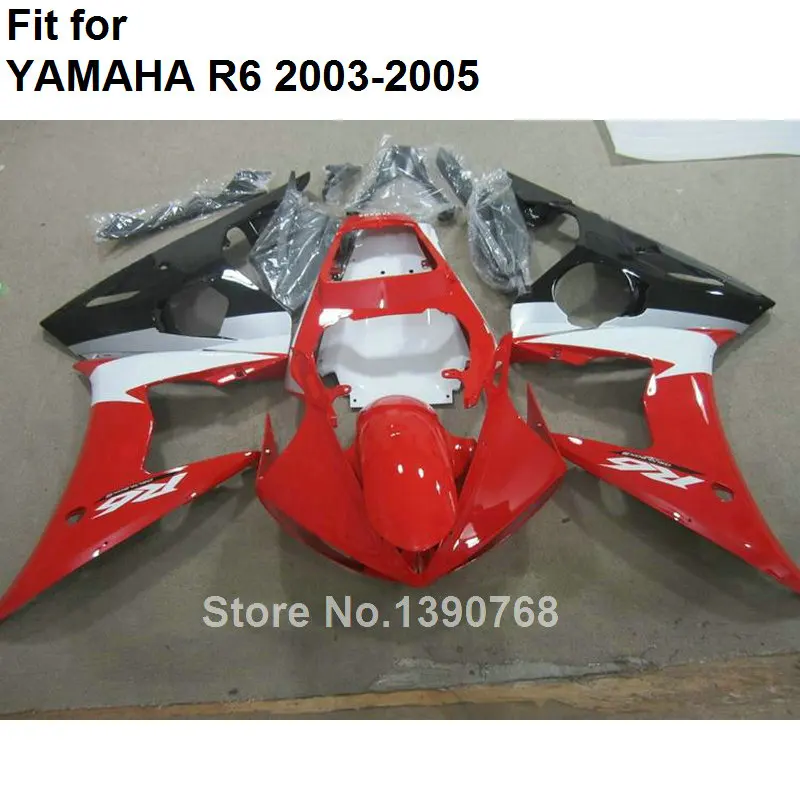 7無料ギフトオートバイヤマハyzf R6 2003 2004 2005赤白黒フェアリングセットYZFR6 03 04 05 BC79