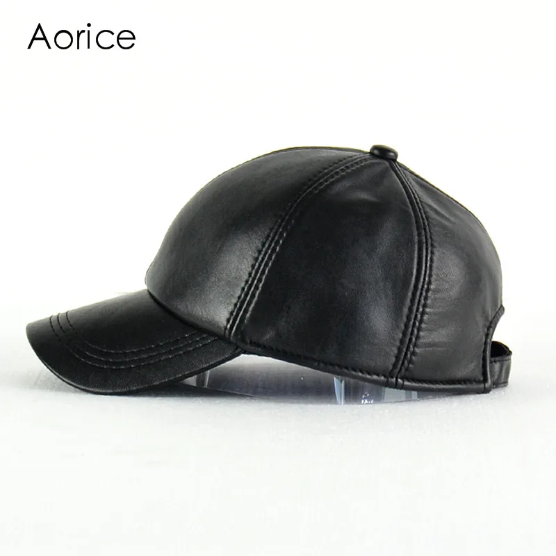 Aorice 2021 New Genuine Leather Adjustable Solid Deluxe Baseball Ball Cap Brand Men\'s Black Golf Sport Hats/caps HL008