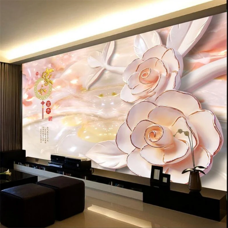 

Beibehang wallpaper for walls anaglyph peony blooming flowers 3 d TV setting wall of the sitting room wallpaper papel de parede