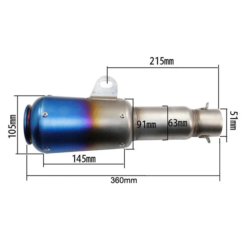 Universal 51MM Motorcycle Exhaust Modified Scooter GY6 Dirt Bike Fried Street Motorbike Exhaust Pipe AK014