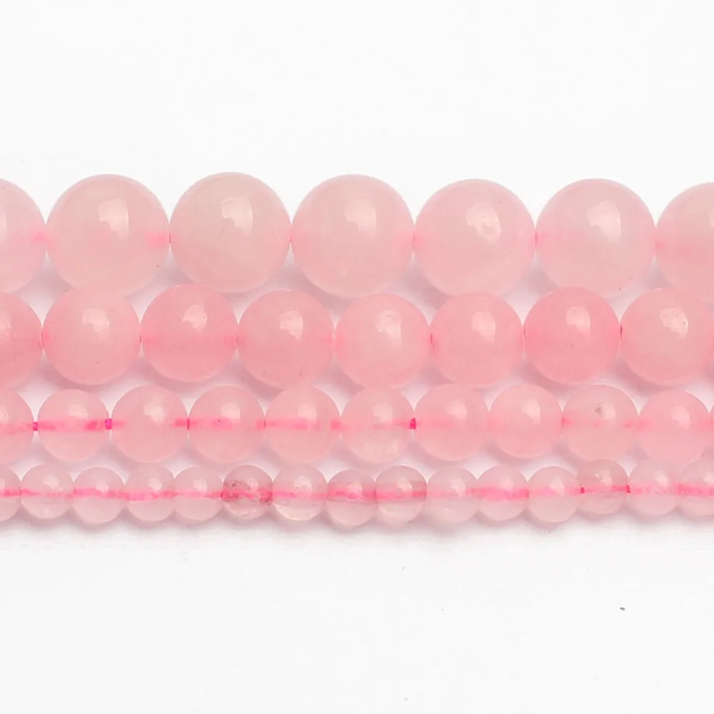 Natural Rose Pink Quartzs Crystal Stone Beads Round Loose Beads For Jewelry Making DIY Charm Bracelet 15\