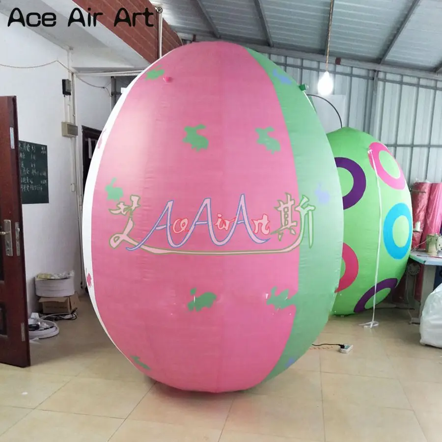2.2m Tall Inflatable Easter Egg Decorations Model Inflatable Pink and Green Egg for Easter Events Decorations