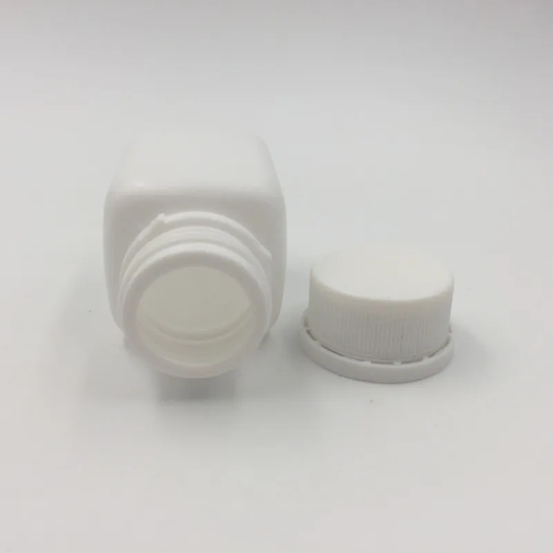 100PCS/LOT 30ml 30cc plastic square HDPE white pills bottle medical container with tamper proof cap for medical packaging