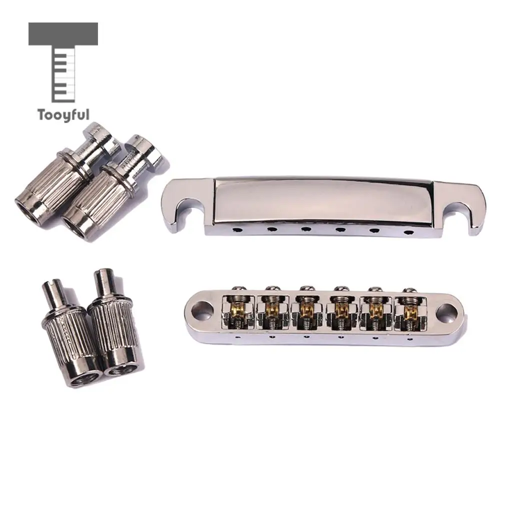 Tooyful Set Chrome Roller Bridge & Lock Tail Piece for Les Paul SG Electric Guitar Parts