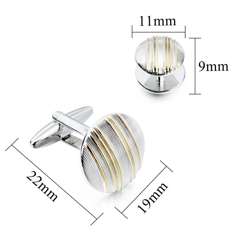 HAWSON Classic Mental Round Shape Men's cufflinks and Studs Set for Men for Tuxedo Luxury Gift for Party Shirt Cuff Links