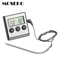 MOSEKO Digital Oven Thermometer Kitchen Food Cooking Meat BBQ Probe Thermometer With Timer Water Milk Temperature Cooking Tools