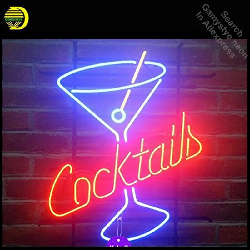 Cocktail Martini Neon Sign Cup Neon Bulb Sign Glass Tube Neon Lights Recreation Iconic Sign Advertise Windows Neon Sign Beer