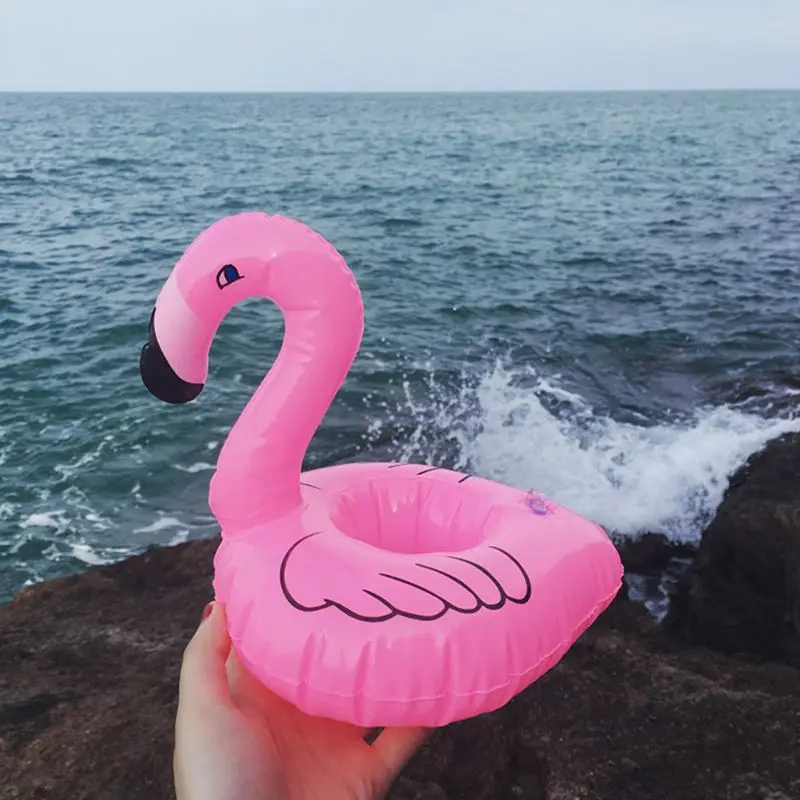 Summer Swimming Pool Floating Inflatable Flamingo Holder Water Drinks Cup Beach Mobile phone Cup Care Floating Row