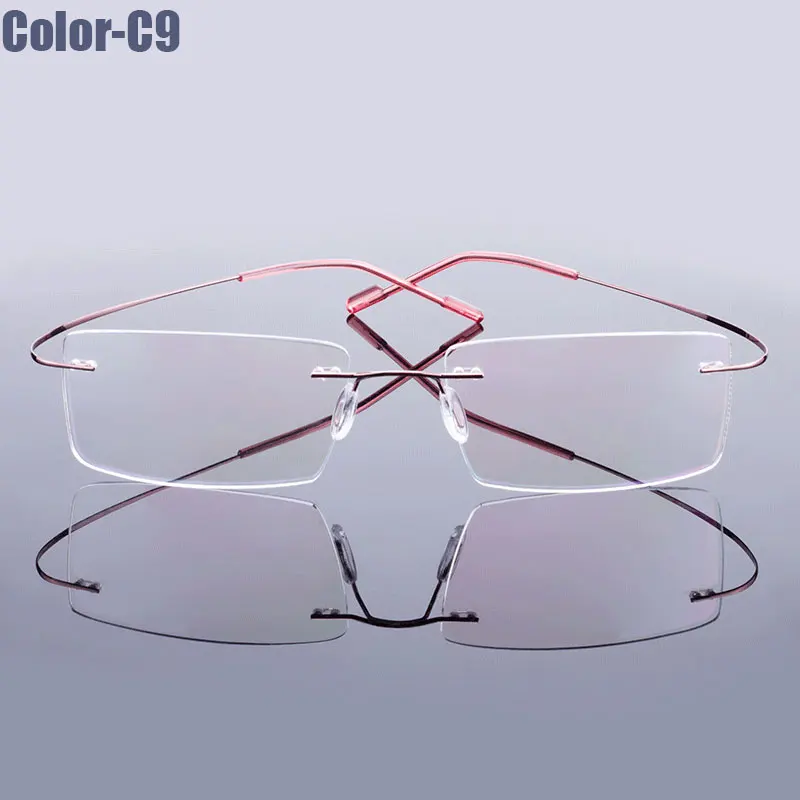 Gmei Optische Mode Randlose Brille Rahmen Speicher Legierung Brillen Rezept Ultraleicht Flexible Rahmen 9 Farben T8089
