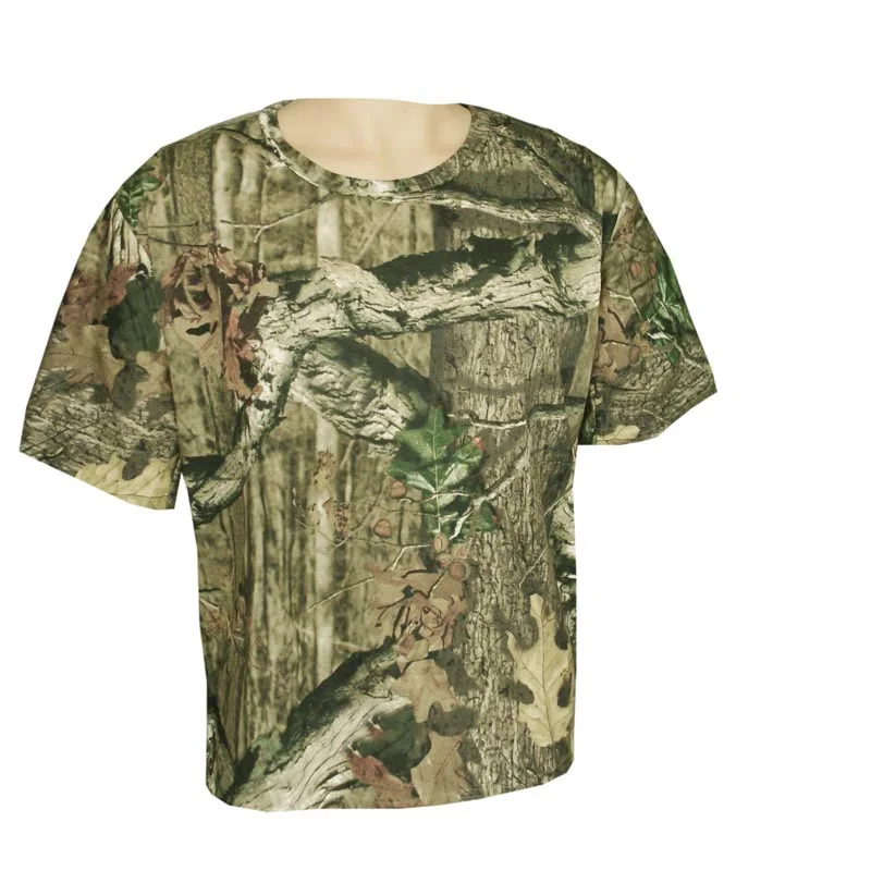 Summer Breathable Bionic Camouflage T-Shirts Tops Hunting Fishing Hiking Camping Round Neck Short Sleeve T-Shirts for Men