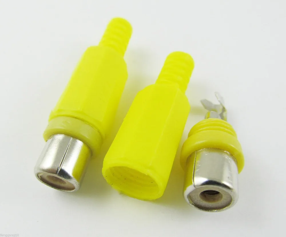 50pcs Yellow RCA Phono Female Jack Solder Type Audio Video Cable Connector DIY