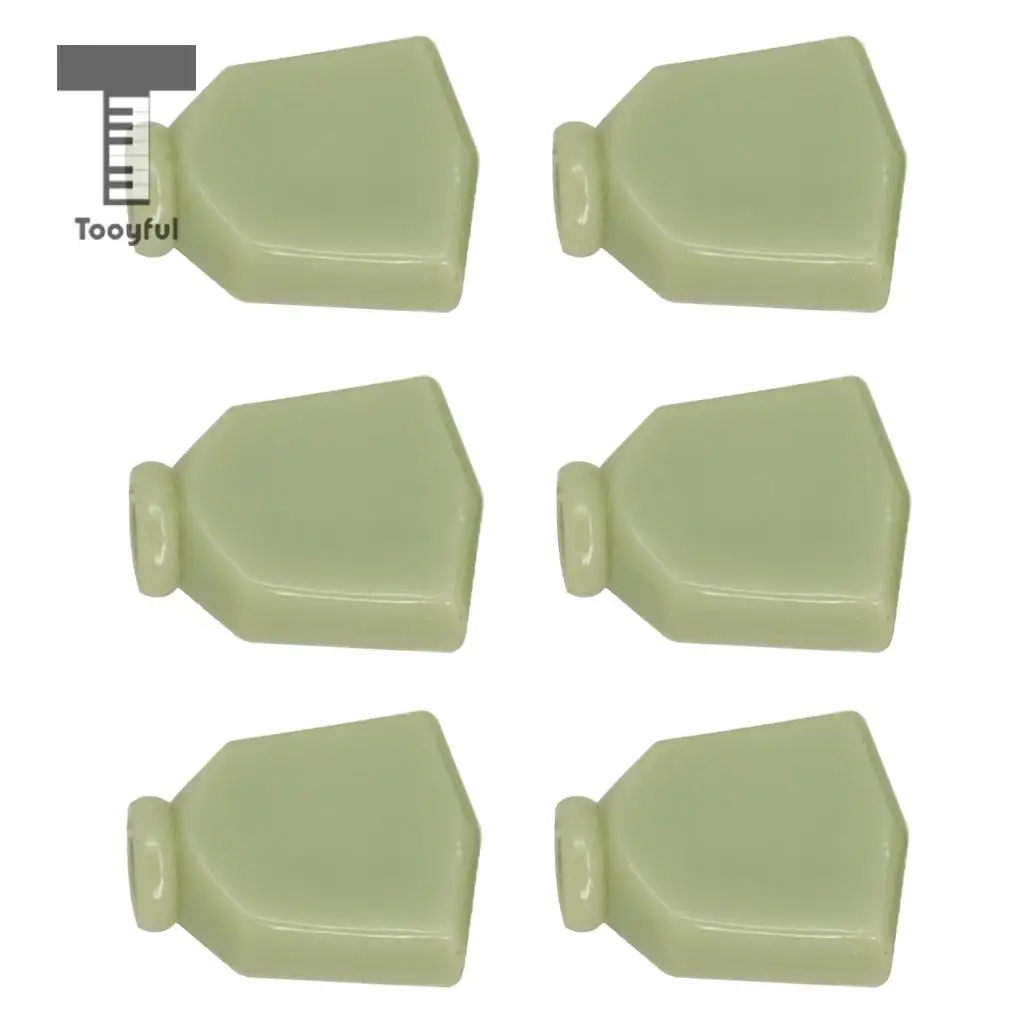 Tooyful 6 Pcs Plastic Jade Green Trapezoid Guitar Tuning Peg Key Tuners Machine Heads Button Knobs Handle Cap