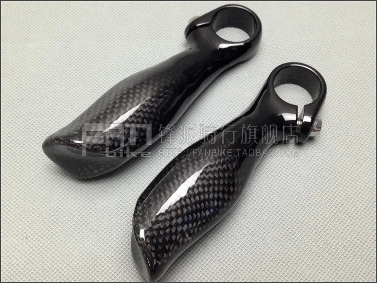 NO LOGO 3K Glossy Carbon Fiber MTB Bicycle Handlebar Bar Ends 22.2MM Mountain Bike Bar End Bicycle Parts 120g/pair