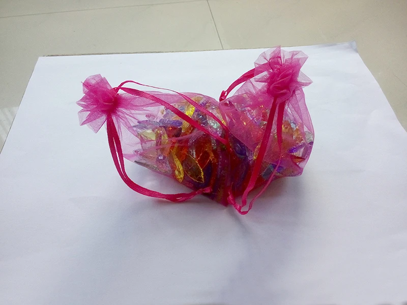 200pcs 11*16 Rose Red gift bags for jewelry/wedding/christmas/birthday Organza Bags with handles Packaging Yarn bag