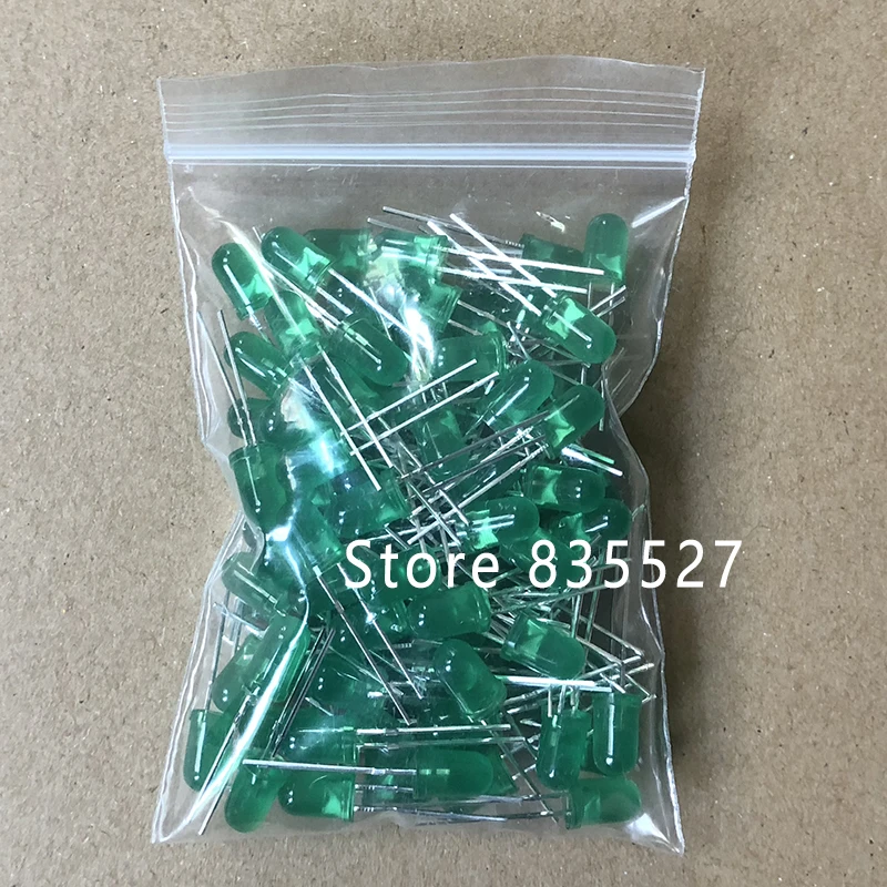 100pcs/lot F5 5MM Round LED in the color DIP Green Turn Emerald Green LED light emitting diode For DIY Lights lamp beads