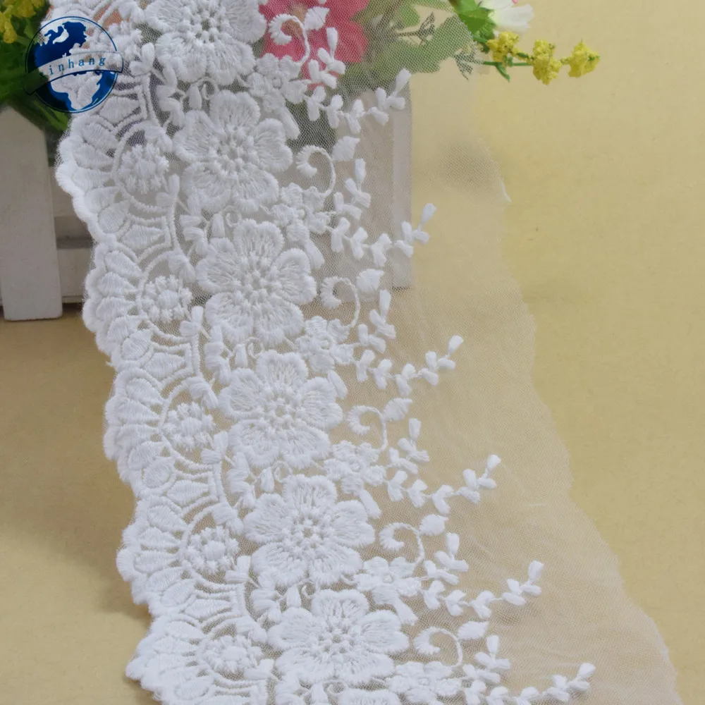11cm Width Cotton Embroidery Lace Sewing Ribbon Guipure Fabric Trim Dolls DIY Garment African Wedding Accessories #2879