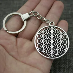 47x42mm The Flower Of Life, The Seed Of Life Keychain Men Jewelry New Vintage Keychain Party Gift Dropshipping Jewellery