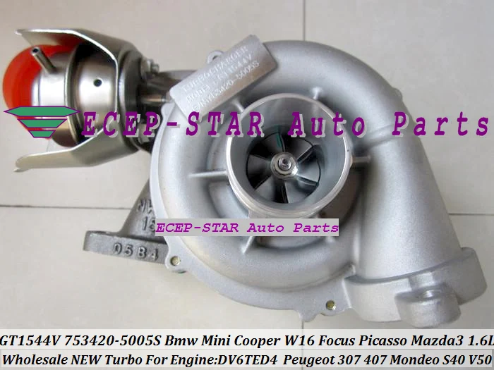 

Turbo GT1544V 753420-5005S 753420 Для Focus Picasso Для Peugeot 307 407 V50 Для CITROEN C4 C5 Для Mini Cooper 1.6L TDCi DV6TED4