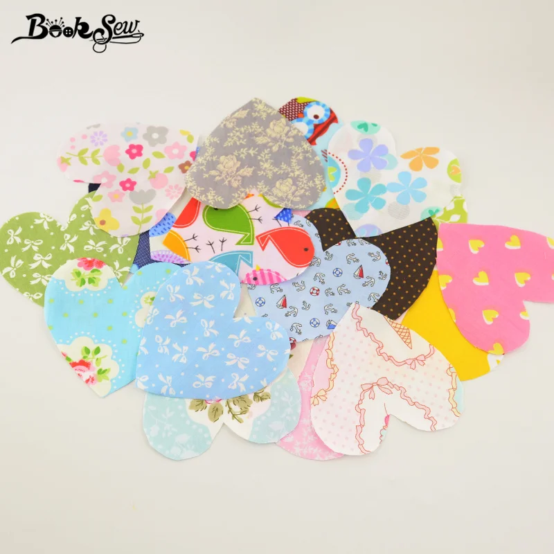 100% Cotton Patchwork No Repeat Random Designs 30 pcs/lot Heart Shape Fabric 3 sizes Charm Pack Quilting Sewing Handmade Fabrics