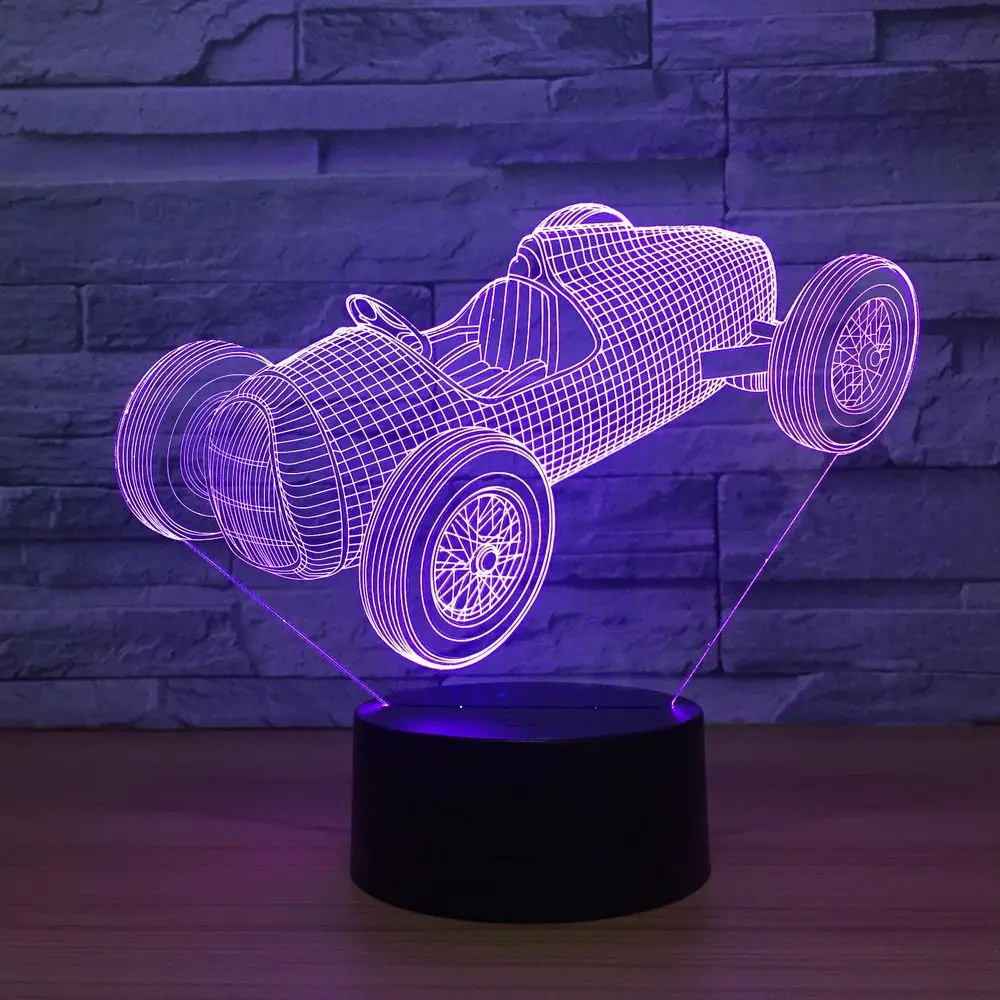 Racing Car Foreign Trade Gift 3d Lamp Usb Touch Colorful Creative Small Lamp Led Small Night Light Factory Direct Sales