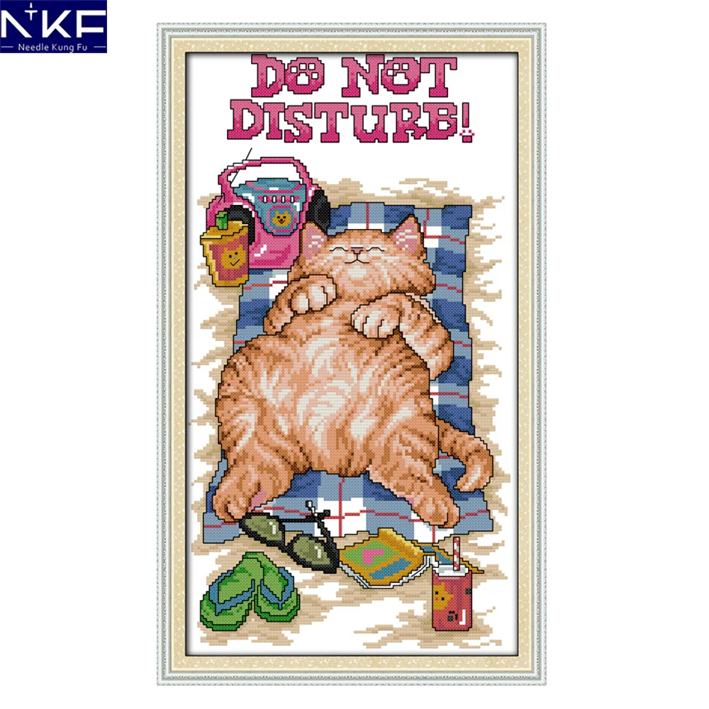 NKF Do not disturb animal style Chinese cross stitch alphabet chart embroidery needlework Christmas stocking for home decoration