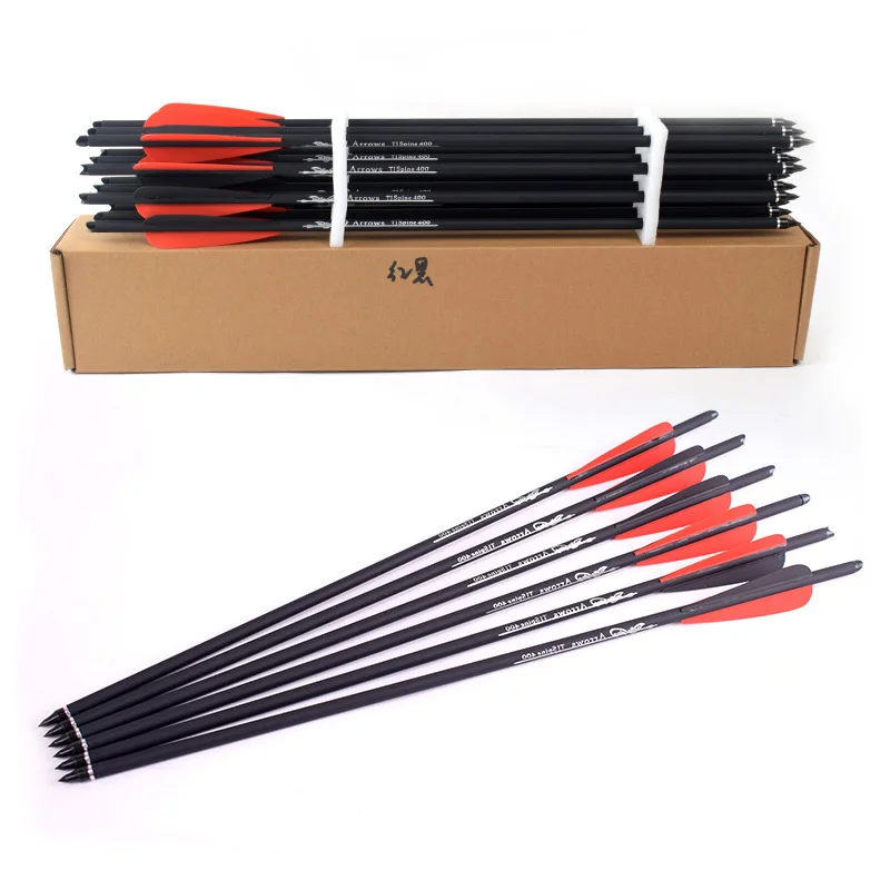 18Pcs ID7.6mm  Archery  Target Arrows Crossbow Carbon Arrow 16/20 Inches Spine 400 for Crossbow Archery Hunting Shoot