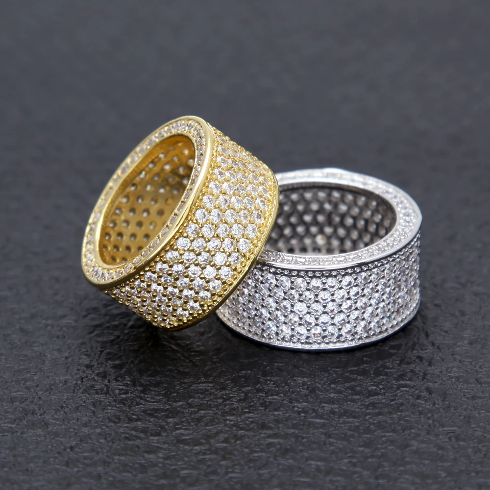 THE BLING KING 12mm Luxury Crystal Micro Paved Cubic Zirconia Finger Rings For Men And Women Engagement Ring Fashion Jewelry