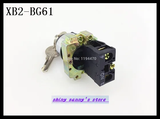 1Pcs XB2-BG61  2 Position 1 NO Normally Open 1 N/O Key Operated Selector Switch Spring Reset Momentary Brand New