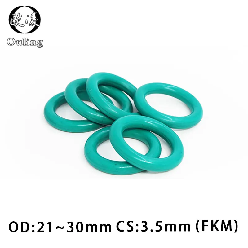 

5PCS/lot Rubber Ring Green FKM O ring Seal CS3.5mm OD21/22/23/24/25/26/27/28/29/30mm Rubber ORing sealing Oil Gasket Washer