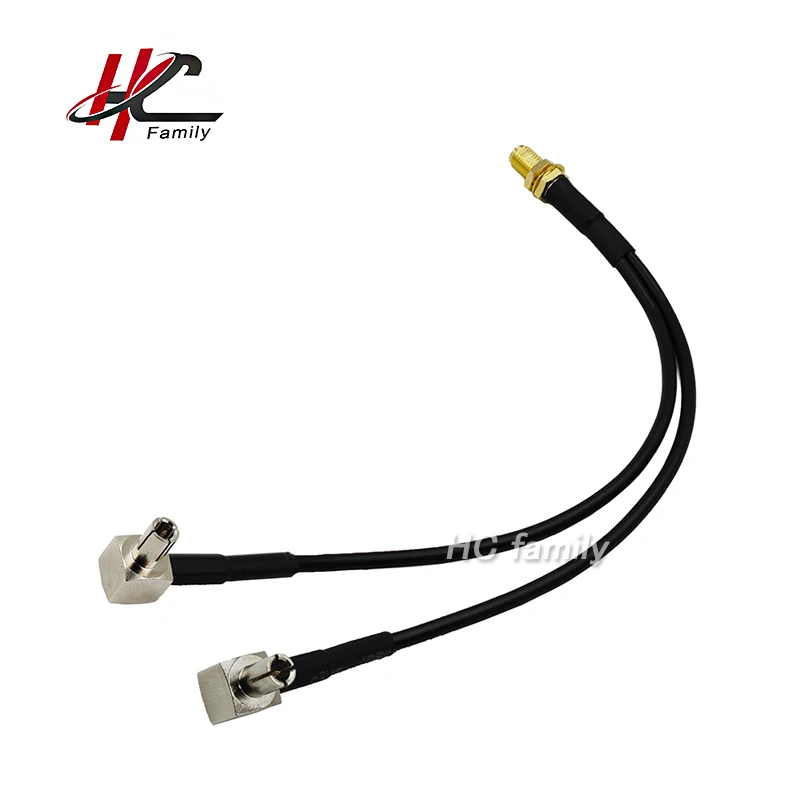 4G LTE Modem cable,sma female to y type TS9 CRC9 angle male connector splitter combiner