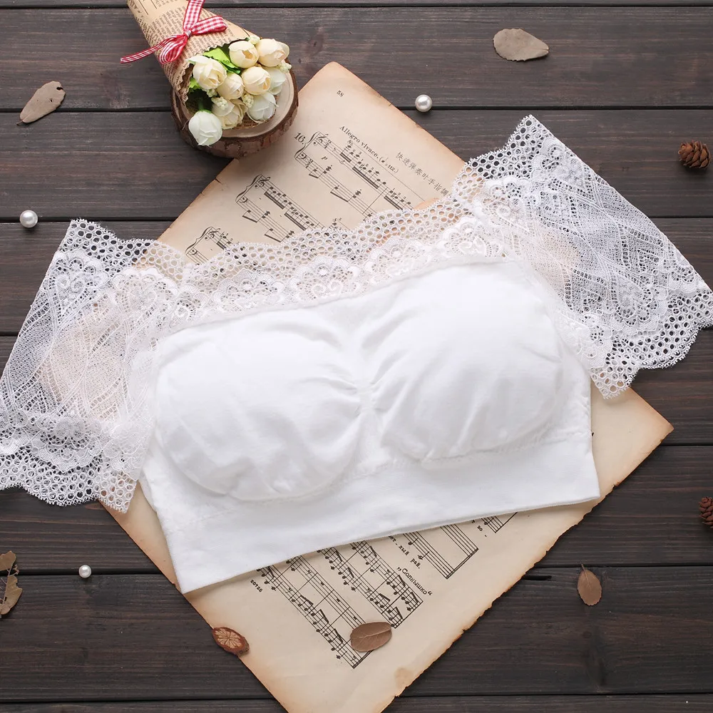 9980 New Sexy Lace Comfortable Lady Safety Bra Wrapped Chest Seamless Healthy Sleep Vest Beautiful Breathable Underwear 3pcs/lot