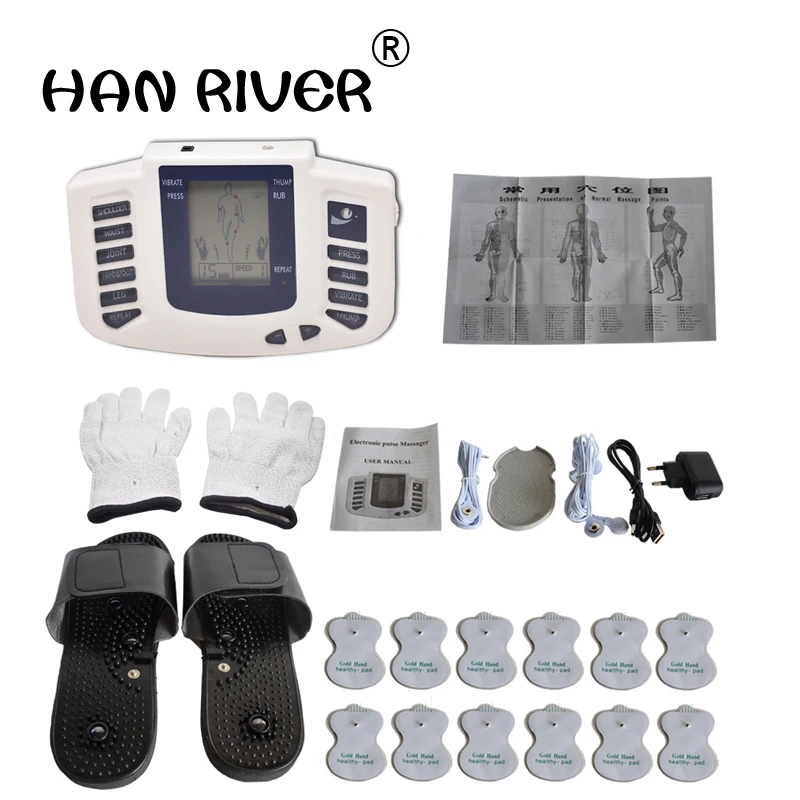 

HANRIVER Stimulator Full Body Relax Muscle Massager Pulse Tens Acupuncture Therapy Slippers Gloves With Electrode Pads