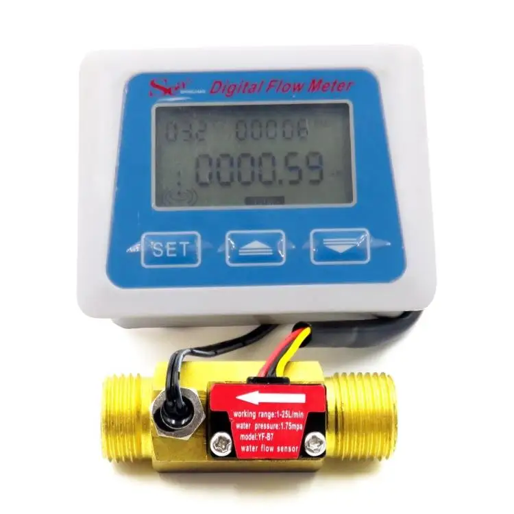 Digital Water Flow Sensor Meter Tester Flowmeter Totameter Temperature Time Record With G1/2 Flow Sensor