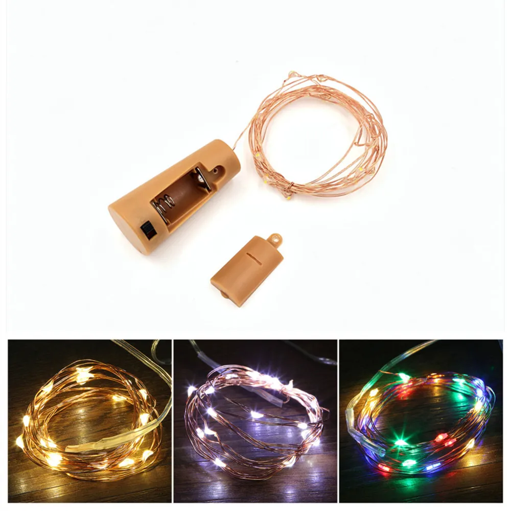 Copper String Light with Bottle Stopper 1m/2m Cork Shaped Wine Bottle Lights Decoration for Alloween Christmas Holiday Party