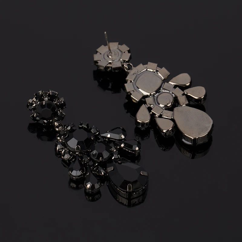 YFJEWE  High Quality Classic Black Water Rhinestone Drop Earrings For Women Hot Sale Bohe Crystal Earrings Party Gifts E091