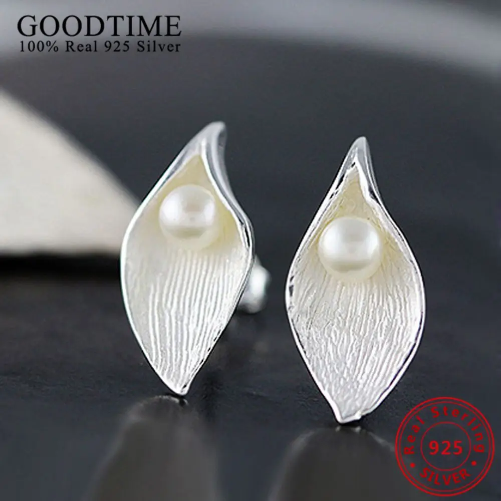 

Fashion 100% Real Genuine 925 Sterling Earring Solid Pearl Stud Ear Jewelry Gift For Women AJE076